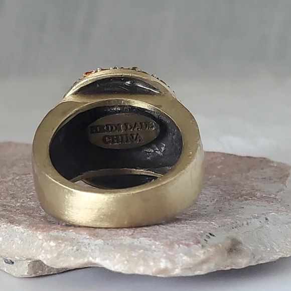 Heidi Daus Carnelian Swarovski Crystal Statement Ring - Picture 3 of 8